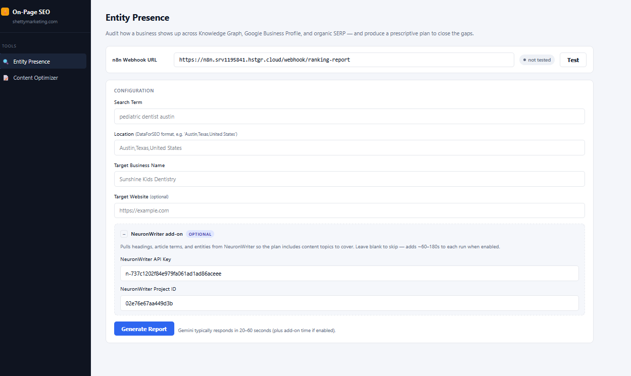 On-Page SEO — Entity Presence